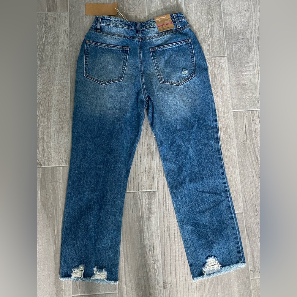 NWT Vanilla Star Distressed 90's Boyfriend Jeans high-rise straight-leg size 9 - Picture 5 of 16